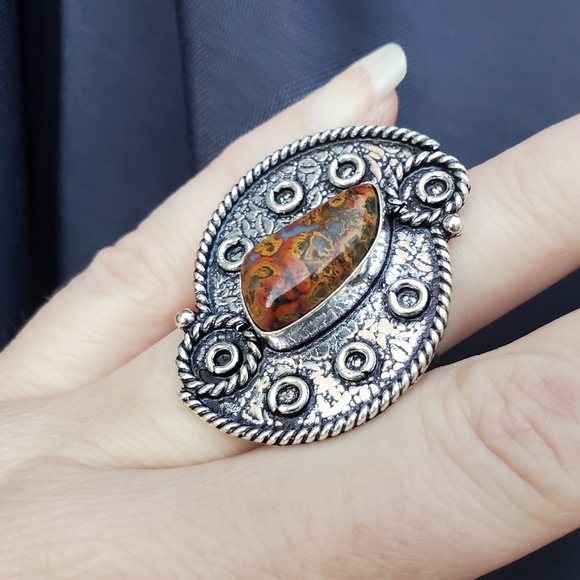 New Seam Agate 925 Silver Ring. - Picture 7 of 16